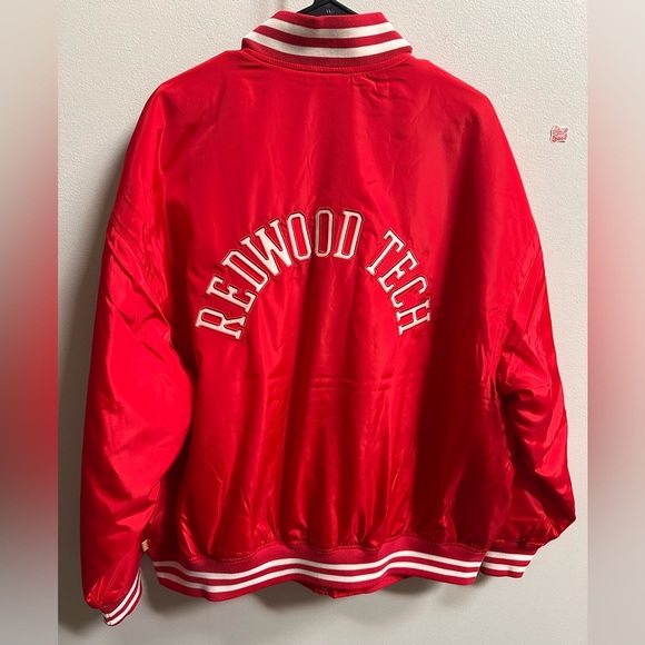 Levi’s Gold Tab Redwood Tech Baseball Jacket Women’s XL Oversized Red Bomber - Picture 10 of 11